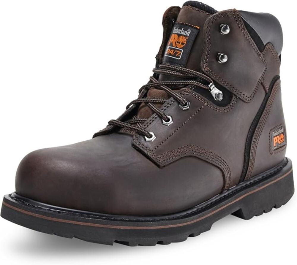 Timberland PRO 24/7 Work Boots Mens 12W Brown Leather Steel Safety Toe Lace Up